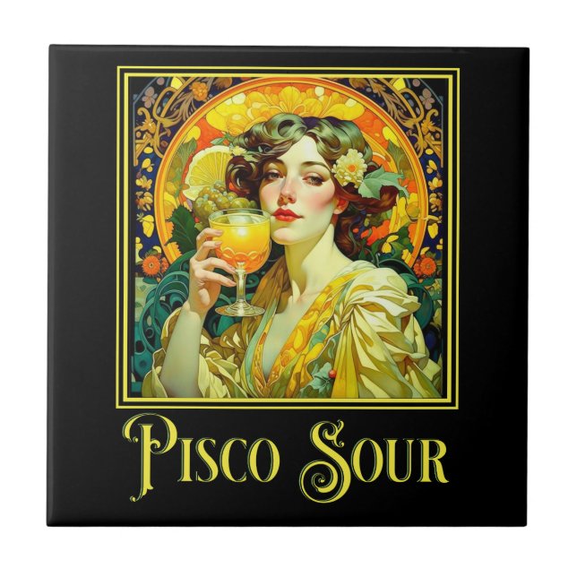 Art nouveau Pisco Sour Kakelplatta (Framsidan)