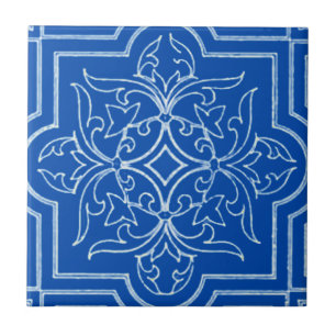 Art nouveau-plattor i koboltblått kakelplatta