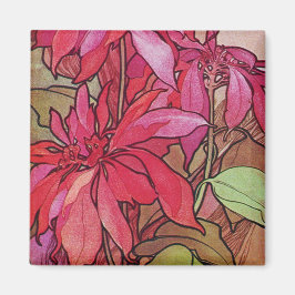 Art nouveau Poinsettia julgransridge Magnet