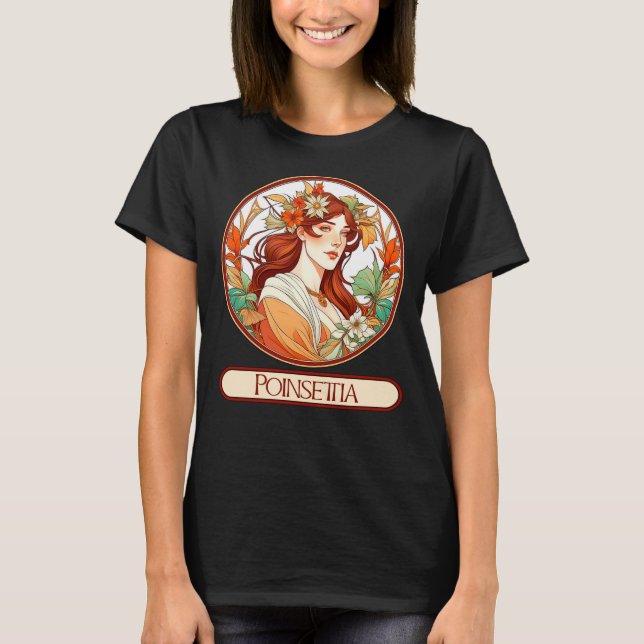Art nouveau Poinsettia Woman T Shirt (Framsida)