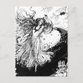 art nouveau Polychrome Oz Black and White Vykort