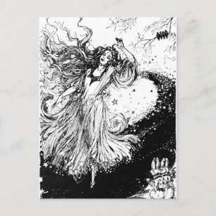 art nouveau Polychrome Oz Black and White Vykort