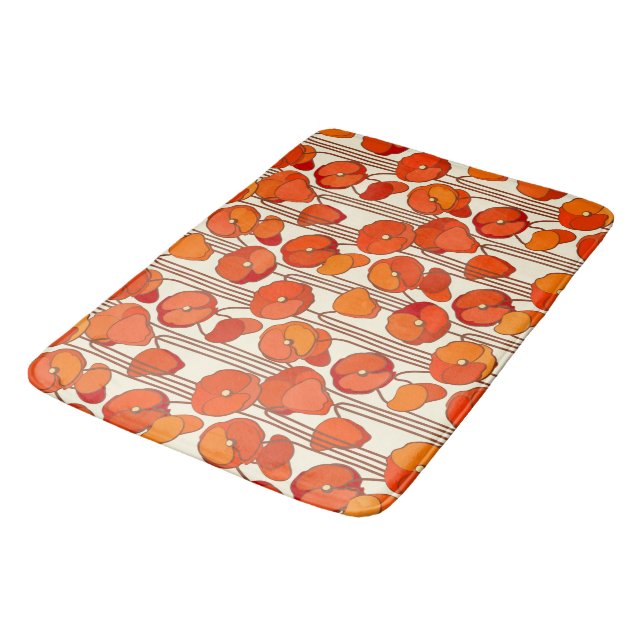 Art nouveau Poppies Bath Mat Badrumsmatta (Vinklad)