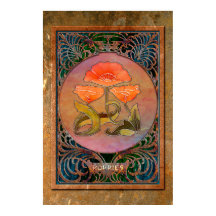 Art nouveau Poppies i Coppery Mucha Ram