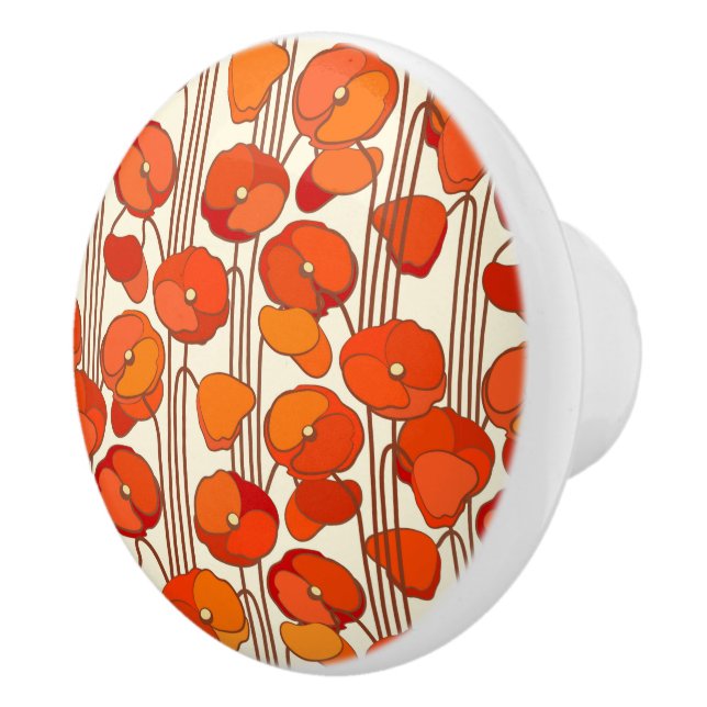 Art nouveau Poppies Knob Knopp (Höger)