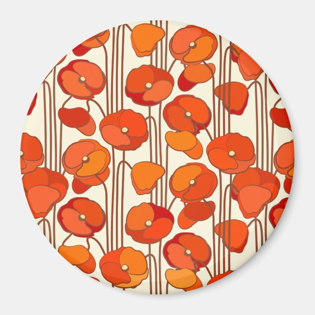 Art nouveau Poppies Magnet (Framsidan)