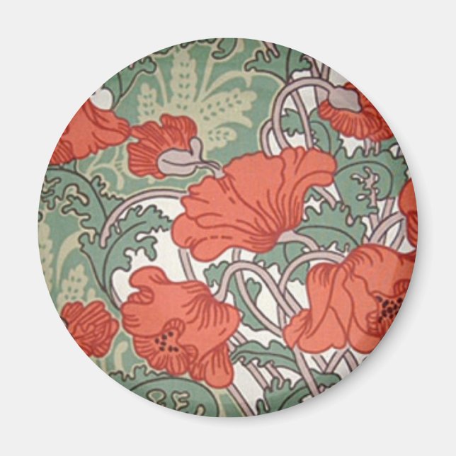 Art nouveau Poppies Magnet (Framsidan)