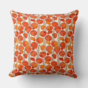 Art nouveau Poppies Pillow Kudde