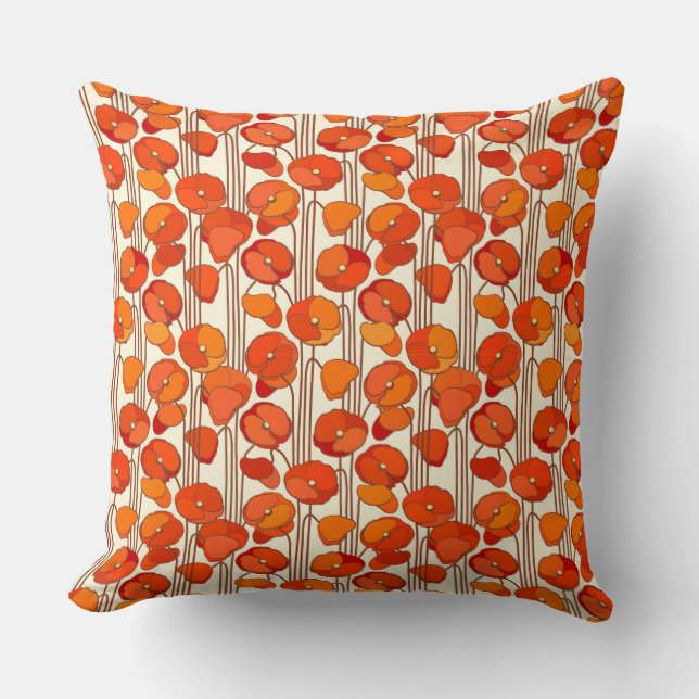 Art nouveau Poppies Pillow Kudde (Framsida)