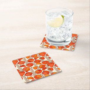 Art nouveau Poppies Underlägg Papper Kvadrat