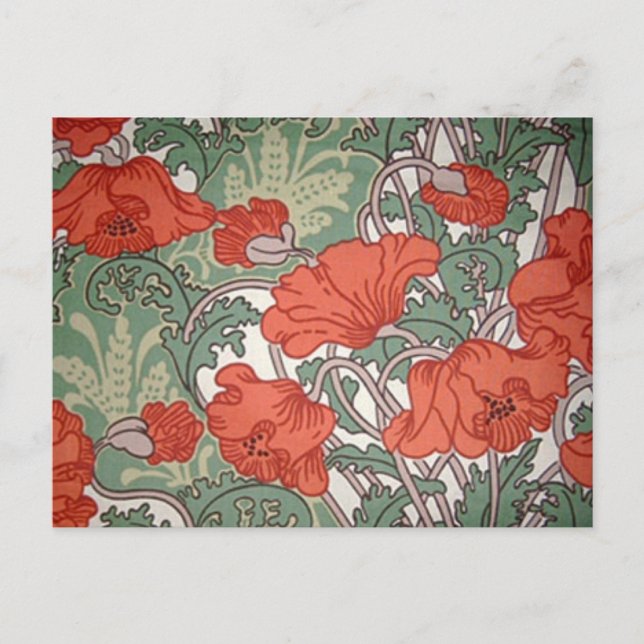 Art nouveau Poppies Vykort (Framsida)