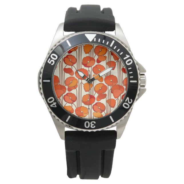 Art nouveau Poppies Watch Armbandsur (Framsida)
