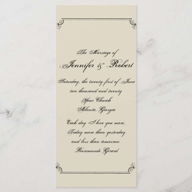 Art nouveau Posh Bröllopsprogram Program (Framsida)