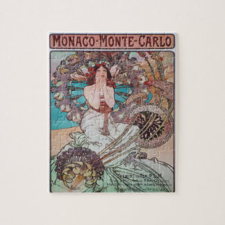 Art nouveau Poster av Alphonse Mucha Monaco Girl Pussel