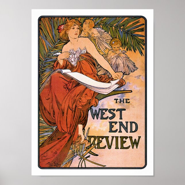 Art nouveau Poster: Mucha - Väster End Review Poster (Framsidan)