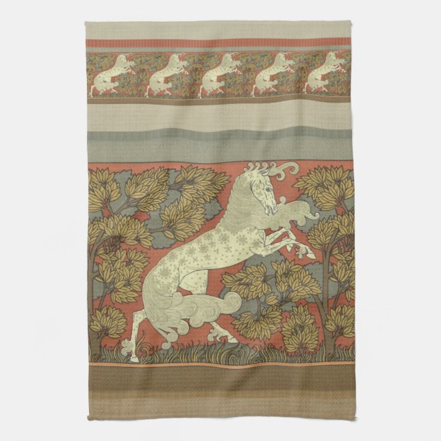 Art nouveau Prancing Horse Towel Kökshandduk (Vertikal)