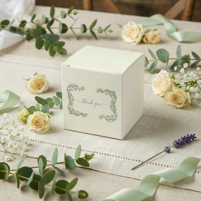 Art Nouveau pretty cream wedding thank you card Presentaskar (Art Nouveau pretty cream wedding thank you card Favor Boxes)
