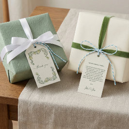 Art Nouveau pretty cream wedding thank you card Presentetikett