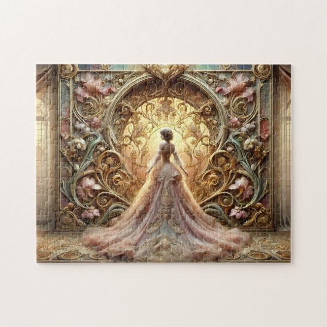 Art Nouveau Princess Fantasy Art Elegant Gown Pussel (Horisontell)