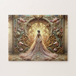 Art Nouveau Prinsessa Fantasykonst Elegant Klännin Pussel