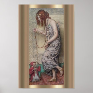 Art nouveau prinsessan och hennes apmålning poster