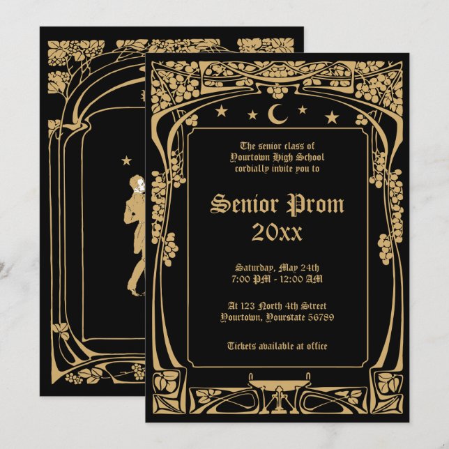 Art nouveau Prom Inbjudningar (Fram/baksida)