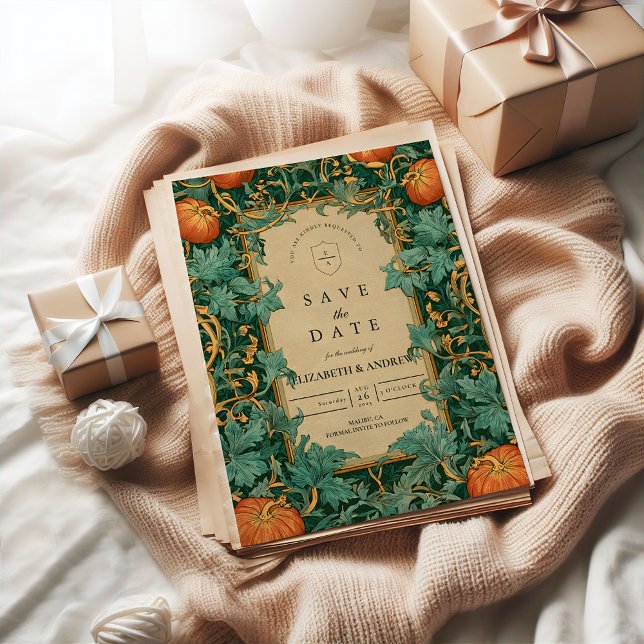 Art nouveau Pumpkin Bröllop Spara Datumet (Skapare uppladdad)