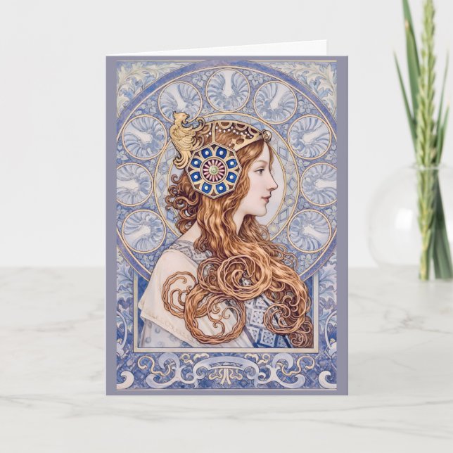 Art Nouveau Queen Portrait Kort (Framsida)
