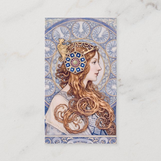 Art Nouveau Queen Portrait Visitkort (Framsida)