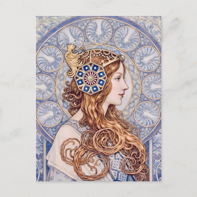 Art Nouveau Queen Portrait Vykort (Framsida)