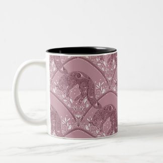 Art Nouveau Räf Damastskogs Mönster i Rosa Två-Tonad Mugg