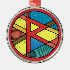 Art nouveau Raidho Rune of Balance Julgransprydnad Metall