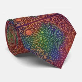 Art Nouveau Rainbow Circuit Board Necktie Slips