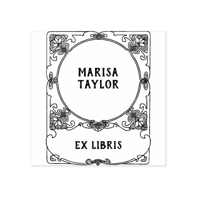 Art nouveau-ram ex libris stämpel (Tryck)