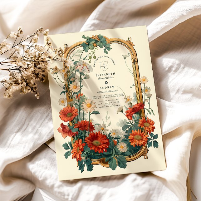 Art Nouveau Ramram Frame Bröllop Inbjudningar (Skapare uppladdad)