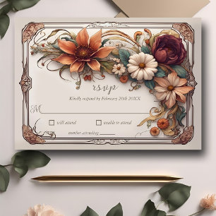 Art Nouveau Realistisk Blommig Bröllopsvarukort OSA Kort