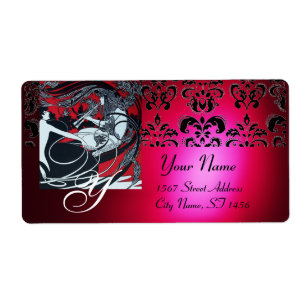 ART NOUVEAU RED BLACK GULD DAMASK MONOGRAM ,ruby Fraktsedel