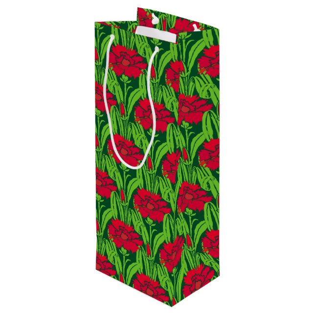 Art nouveau red Carnations blommigt Damm (Baksidan Vinklad)