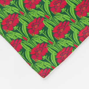Art nouveau red Carnations blommigt Damm Fleecefilt
