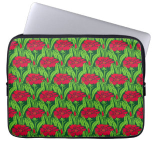 Art nouveau red Carnations blommigt Damm Laptop Sleeve