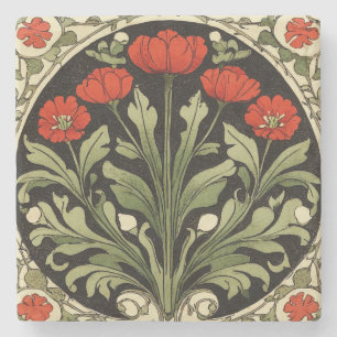 Art nouveau Red Tulip Stenunderlägg