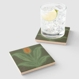 Art Nouveau Reproduktion Orange Tulpan på Grönt Stenunderlägg