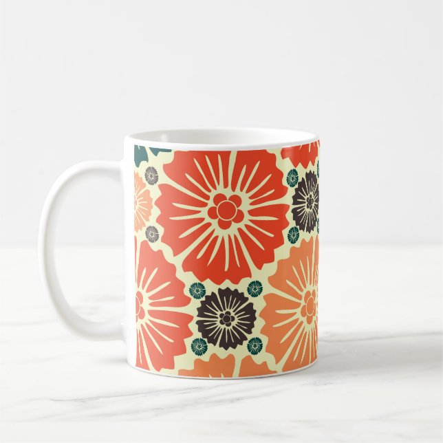 Art nouveau Retro Tapet design. Kaffemugg (Vänster)