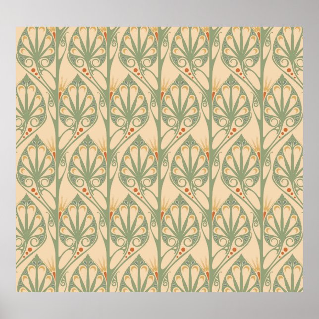 Art nouveau, Retro Tapet Design. Poster (Framsidan)