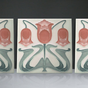 Art nouveau Röda tupplur för muren Kakelplatta