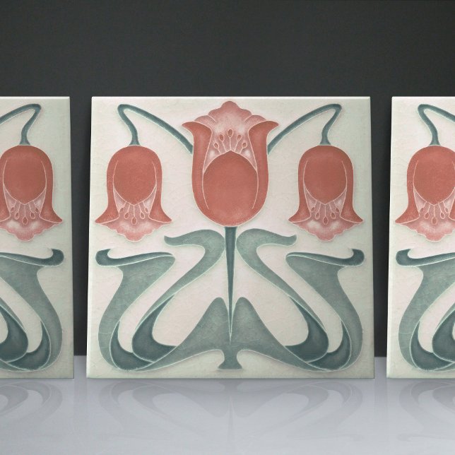 Art nouveau Röda tupplur för muren Kakelplatta (Skapare uppladdad)