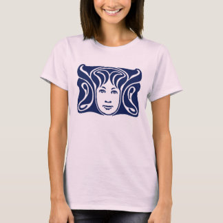 Art nouveau romersk gudinna (blått ansikte) t-shirt