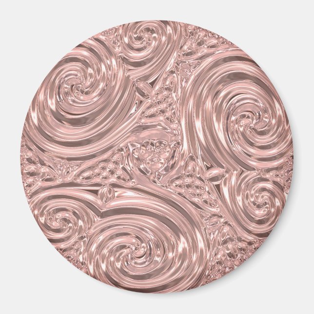 Art nouveau rosa elegant abstrakt segrare magnet (Framsidan)