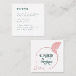 Art Nouveau Rosa Fjäril Bröllopsfest Tilläggskort