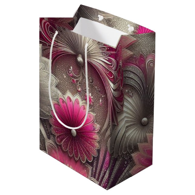 Art nouveau Rosa och Silver Fläkt (Baksidan Vinklad)